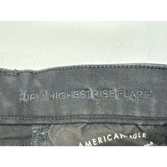 American Eagle Women's Curvy Highest Rise Flare Black Denim Jeans - 6 (27x30) - Picture 6 of 7